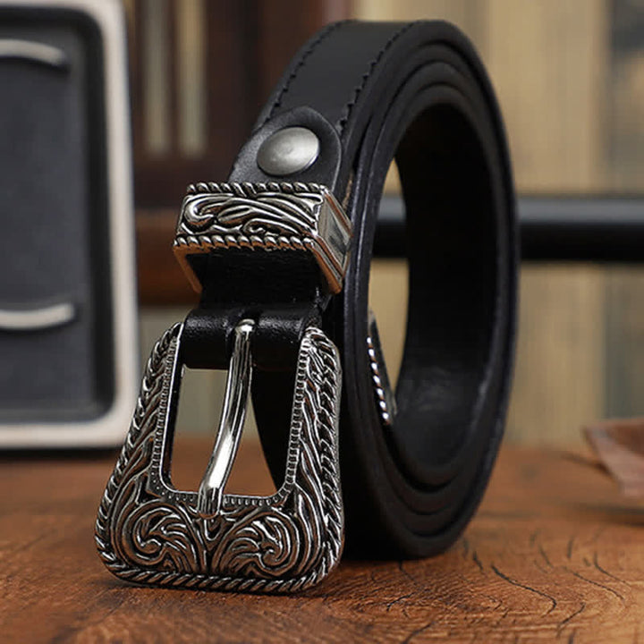 Ceinture en cuir de vachette fine au design polyvalent classique de style western