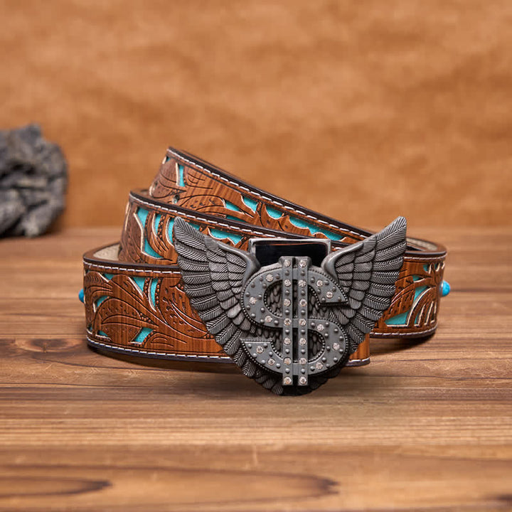 Ceinture en cuir à motif de dollar pour homme avec briquet caché