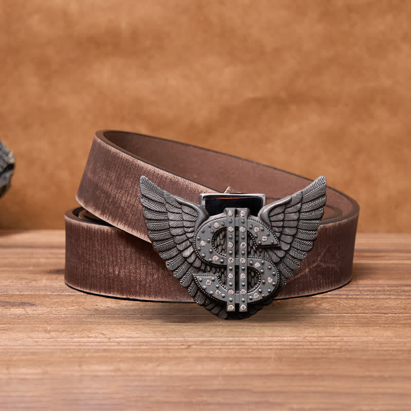 Ceinture en cuir à motif de dollar pour homme avec briquet caché
