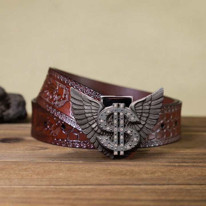 Ceinture en cuir à motif de dollar pour homme avec briquet caché