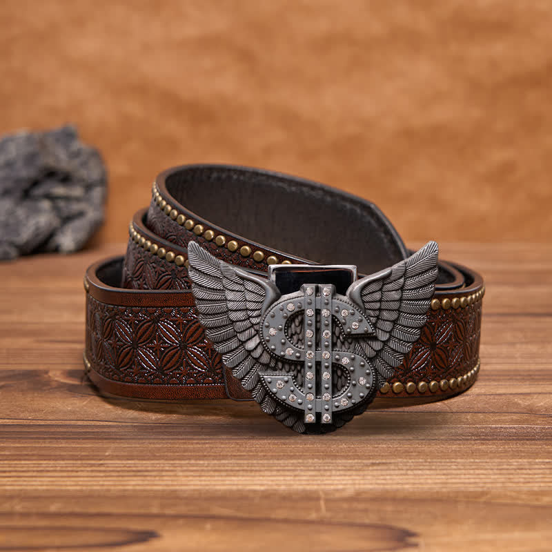 Ceinture en cuir à motif de dollar pour homme avec briquet caché