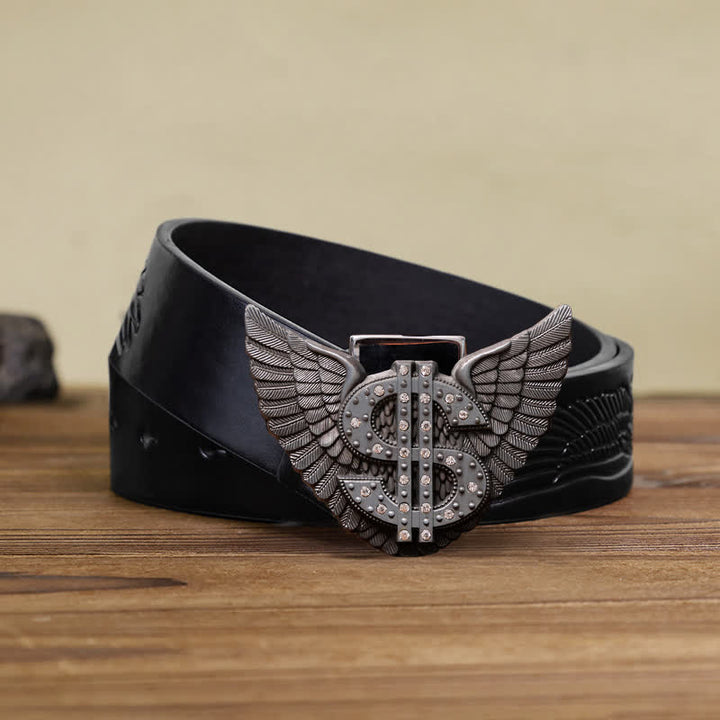 Ceinture en cuir à motif de dollar pour homme avec briquet caché