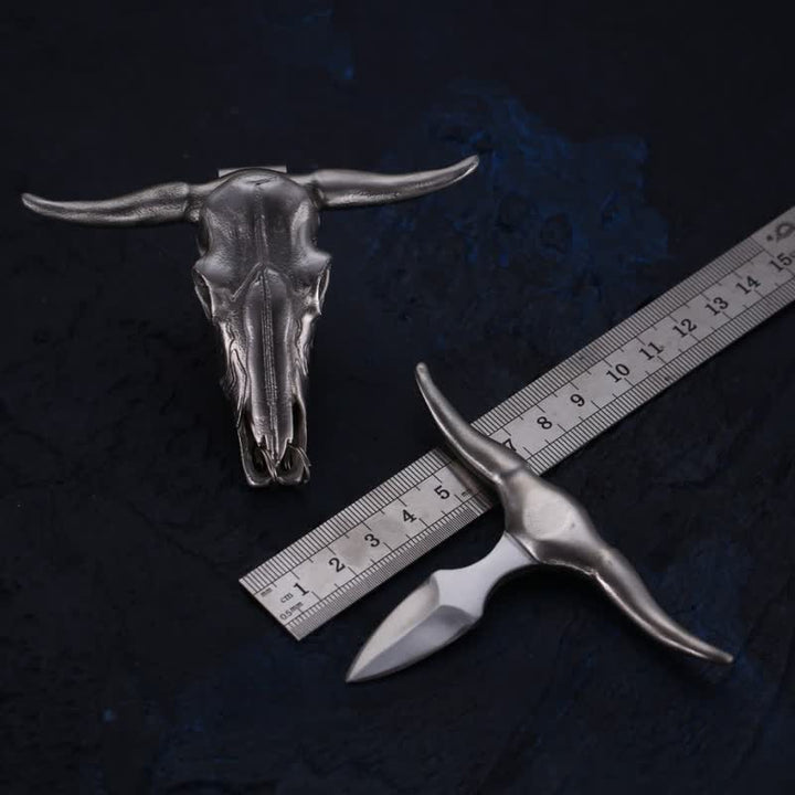 Boucle de ceinture pendentif multifonction EDC en forme de tête de taureau Longhorn