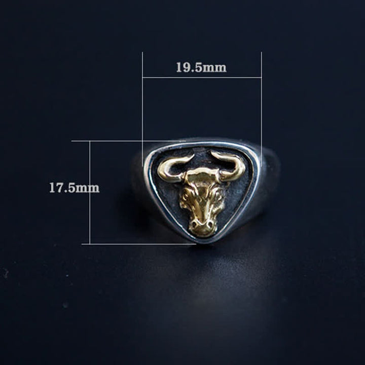 Bague ajustable à ouverture pour homme avec motif de taureau et de cheval dominant