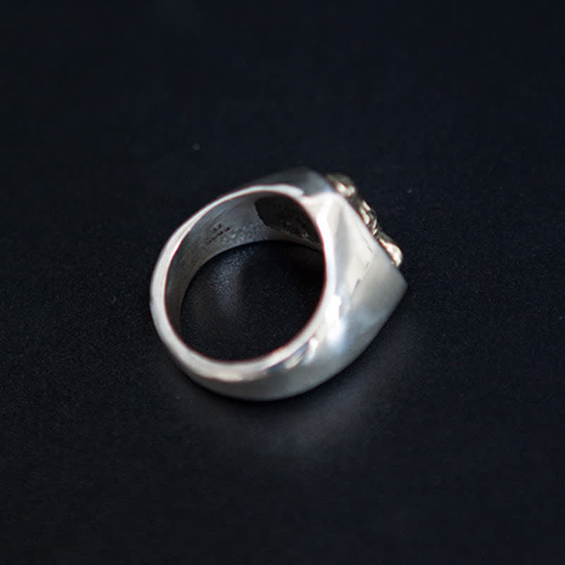 Bague ajustable à ouverture pour homme avec motif de taureau et de cheval dominant