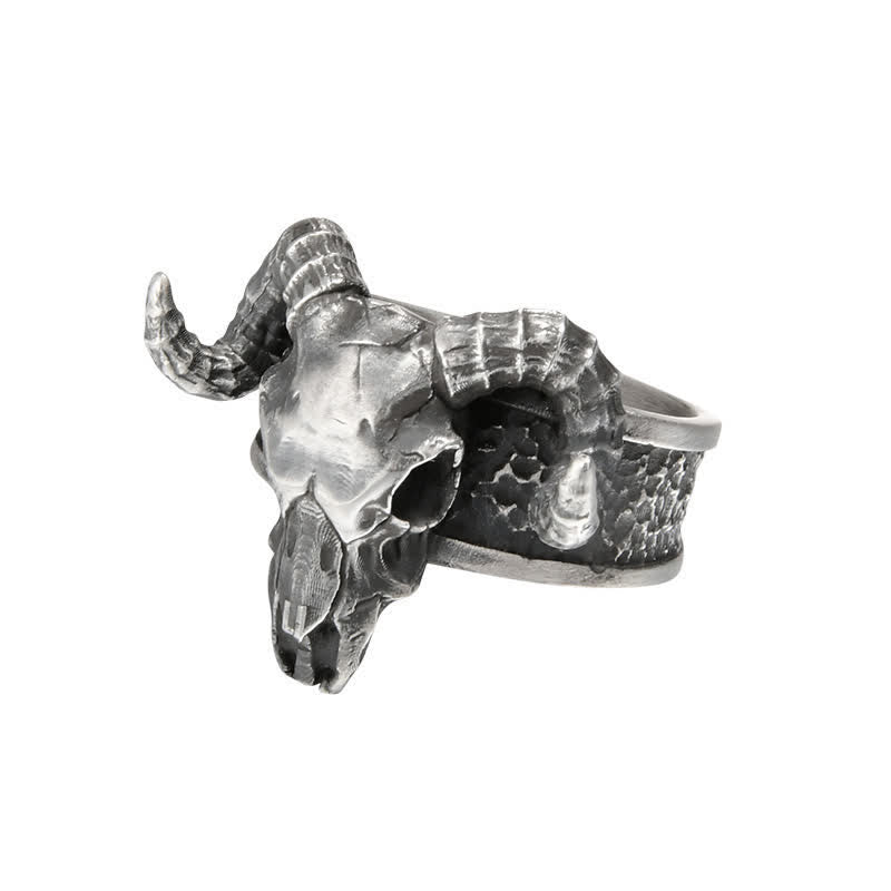 Bague ajustable à ouverture pour homme avec motif de chèvre fantôme de l'enfer du diable