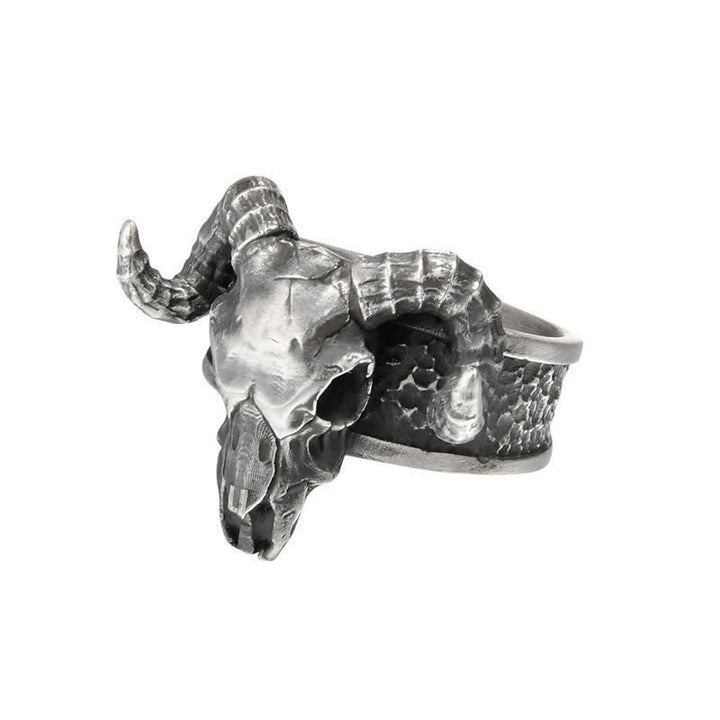 Bague ajustable à ouverture pour homme avec motif de chèvre fantôme de l'enfer du diable
