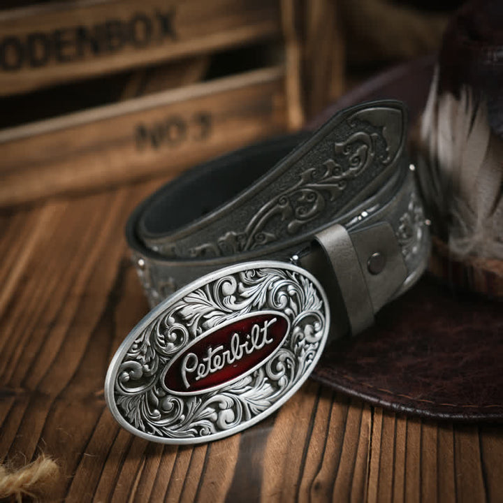 Ceinture en cuir émaillé avec finition étain antique de style vintage