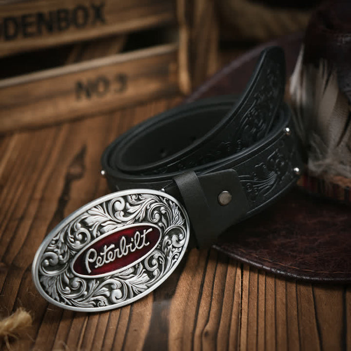 Ceinture en cuir émaillé avec finition étain antique de style vintage