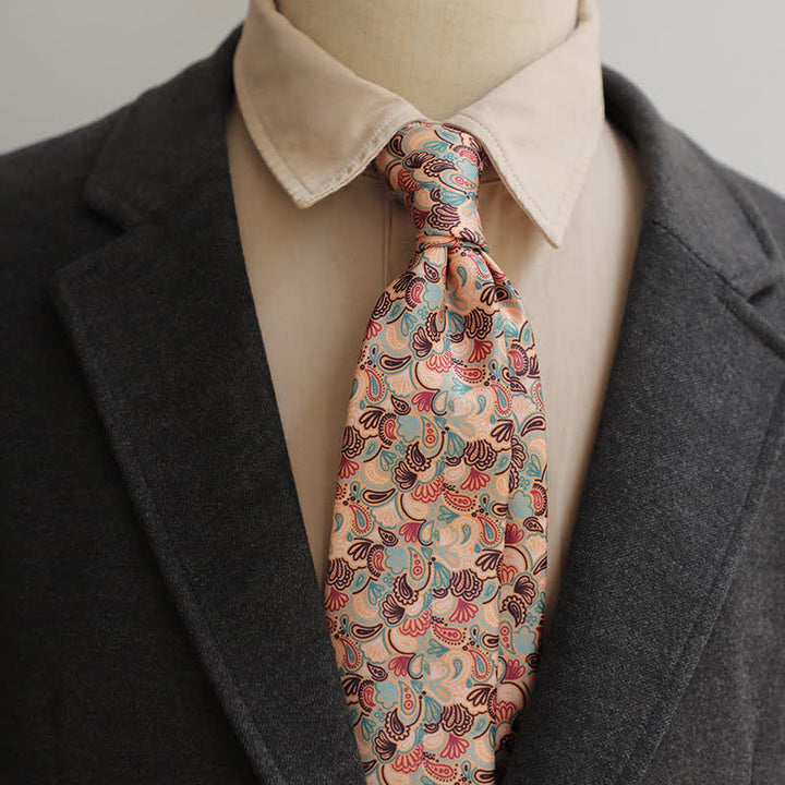 Cravate décontractée à motif petit cachemire saumon clair pour homme