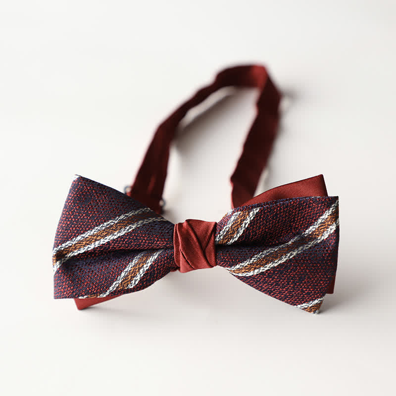 Nœud papillon double épaisseur tissé en jacquard à rayures florales pour homme