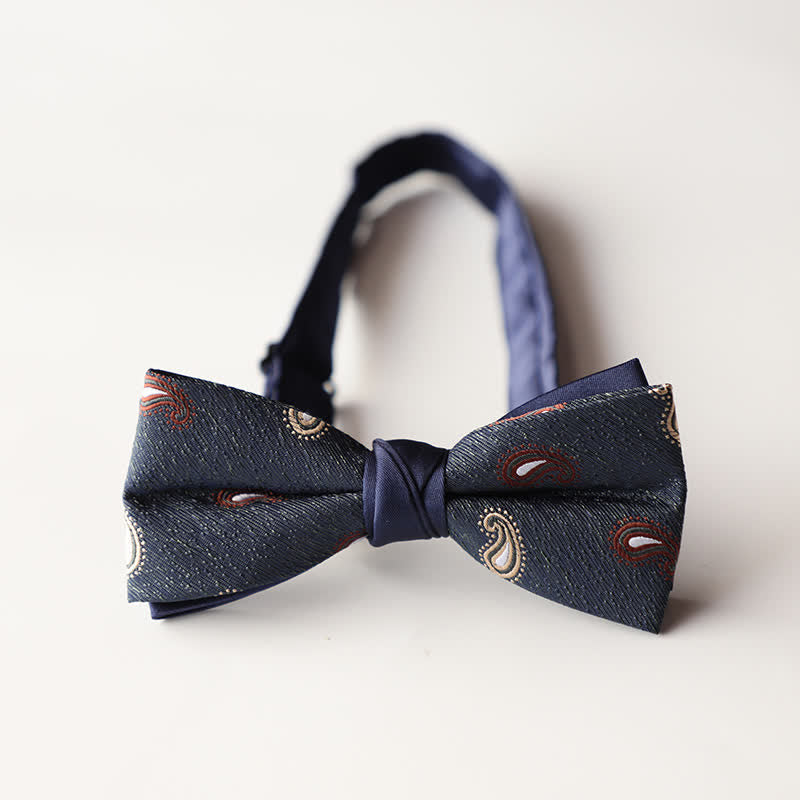 Nœud papillon double épaisseur tissé en jacquard à rayures florales pour homme