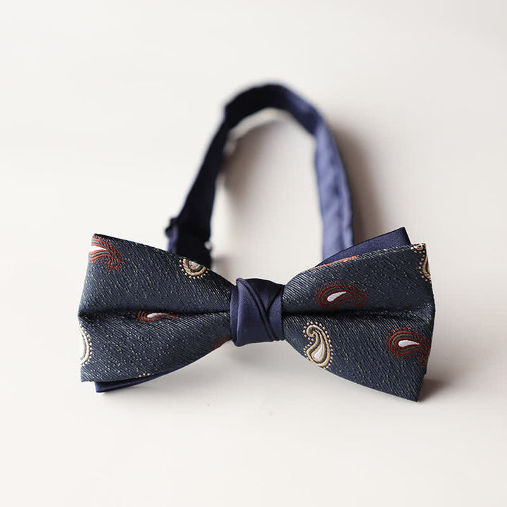 Nœud papillon double épaisseur tissé en jacquard à rayures florales pour homme