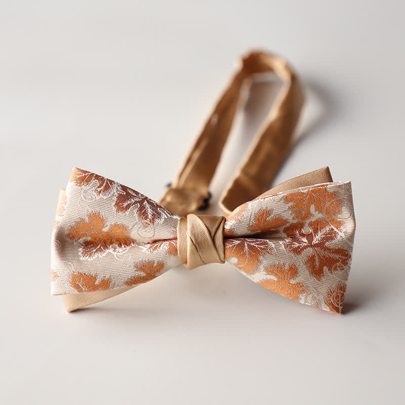 Nœud papillon double épaisseur tissé en jacquard à rayures florales pour homme