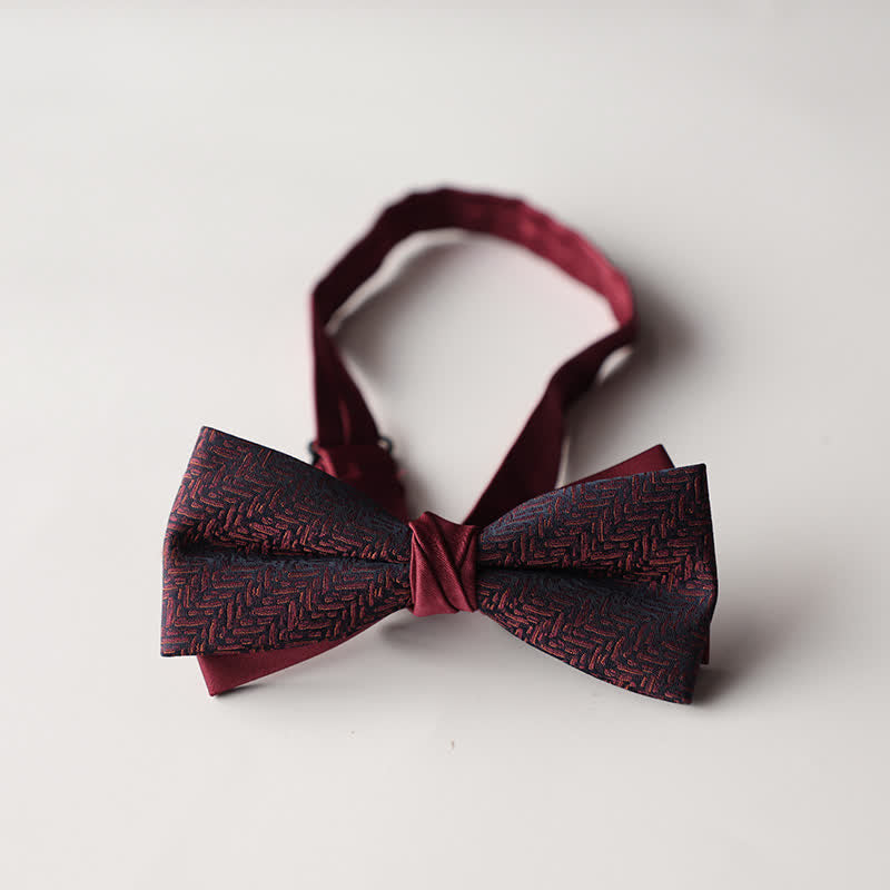 Nœud papillon double épaisseur tissé en jacquard à rayures florales pour homme