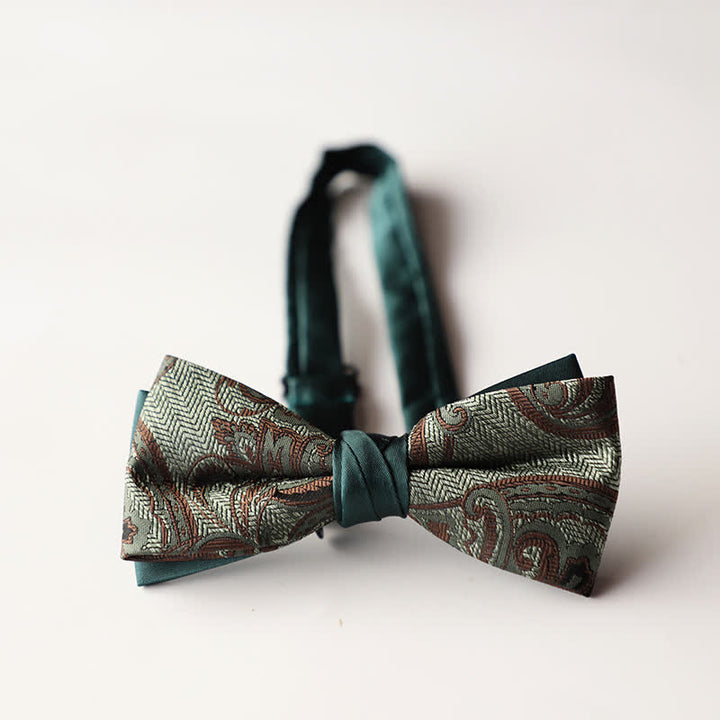 Nœud papillon double épaisseur tissé en jacquard à rayures florales pour homme