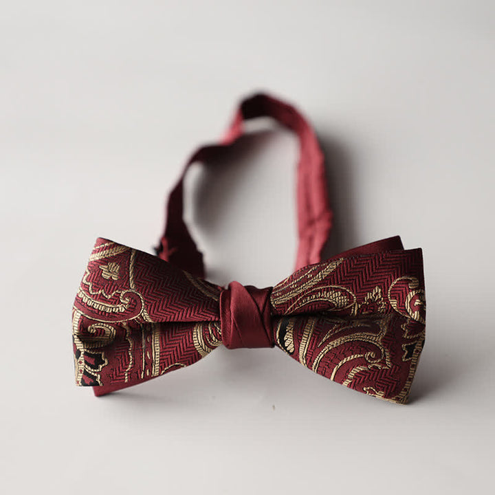 Nœud papillon double épaisseur tissé en jacquard à rayures florales pour homme