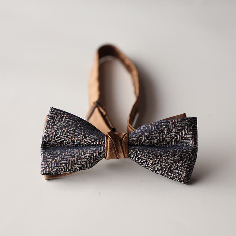 Nœud papillon double épaisseur tissé en jacquard à rayures florales pour homme