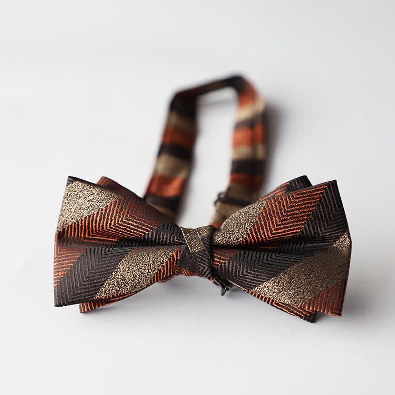 Nœud papillon double épaisseur tissé en jacquard à rayures florales pour homme