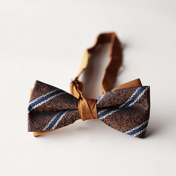 Nœud papillon double épaisseur tissé en jacquard à rayures florales pour homme