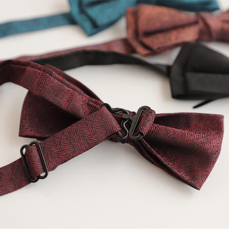 Nœud papillon double pour homme, style rétro, simple et uni