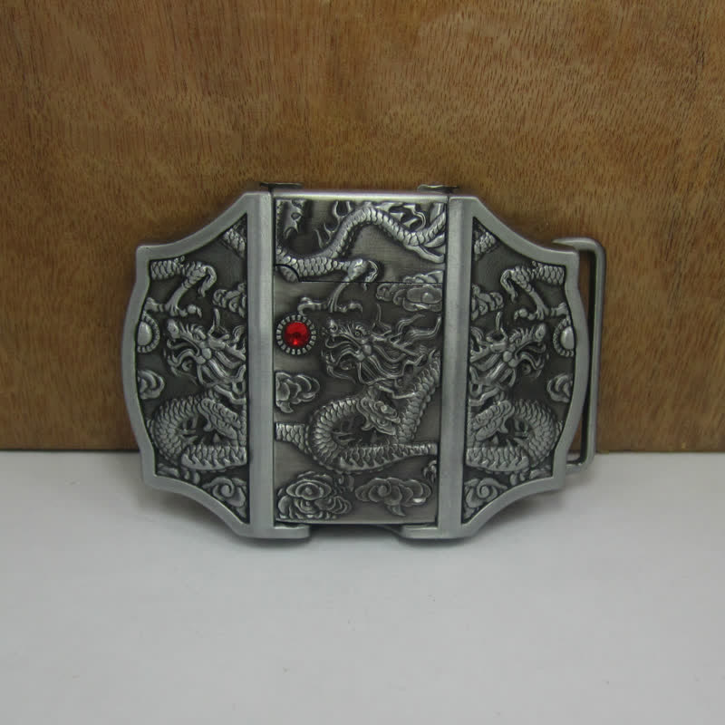 Ceinture en cuir de dragon argenté antique DIY pour homme avec briquet caché - image 2