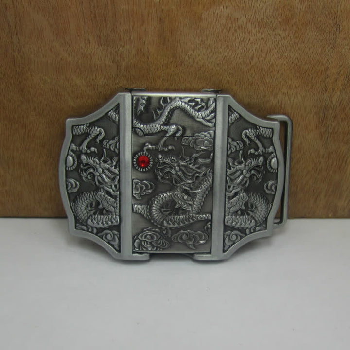 Ceinture en cuir de dragon argenté antique DIY pour homme avec briquet caché - image 2