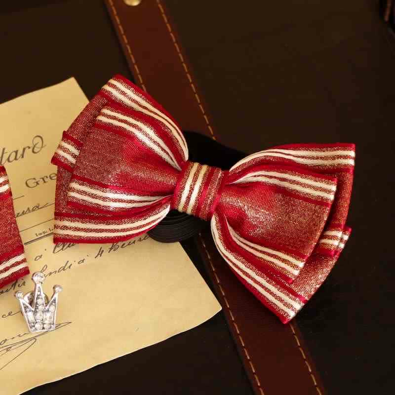 Nœud papillon classique à rayures triple épaisseur brillant pour homme