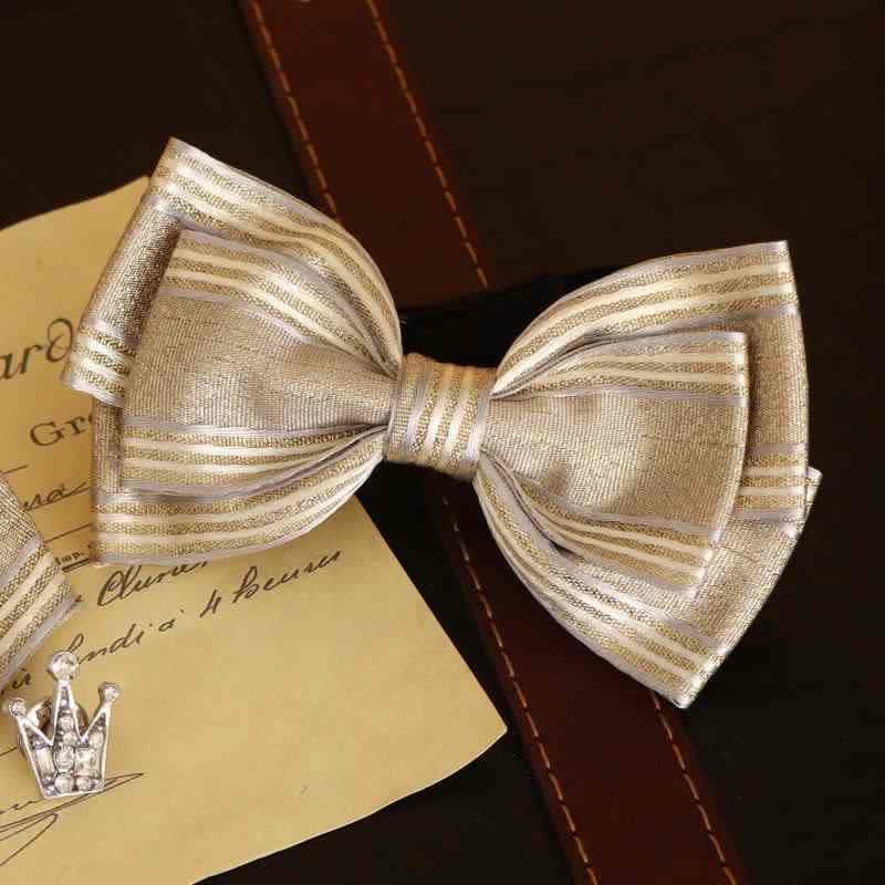 Nœud papillon classique à rayures triple épaisseur brillant pour homme