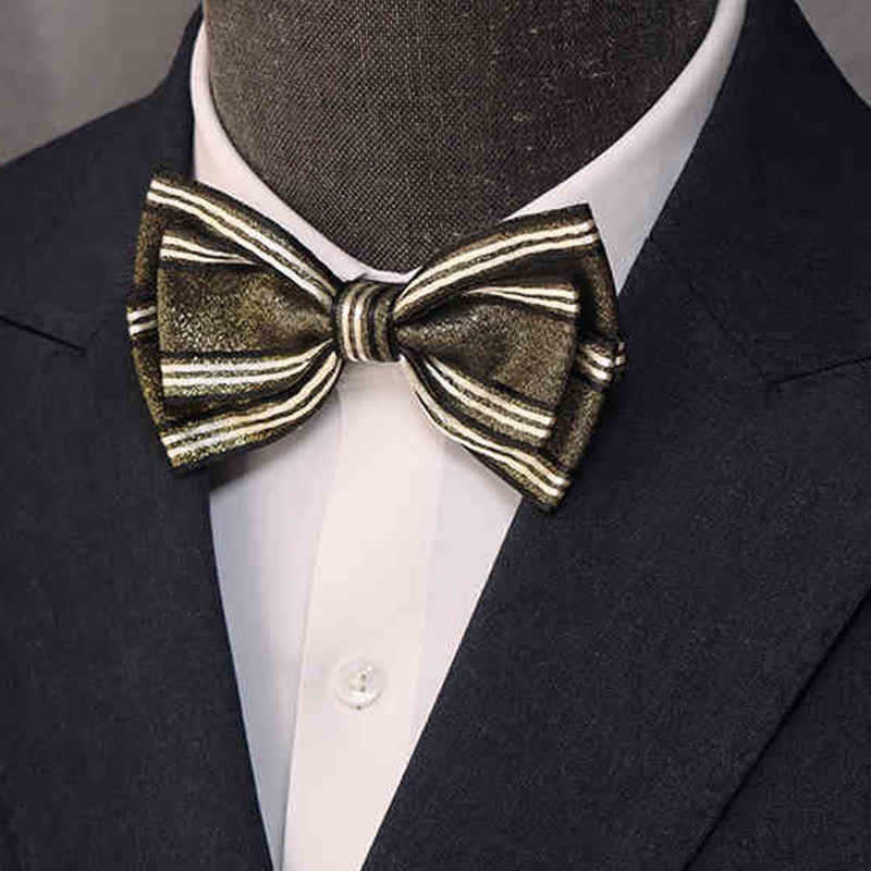 Nœud papillon classique à rayures triple épaisseur brillant pour homme