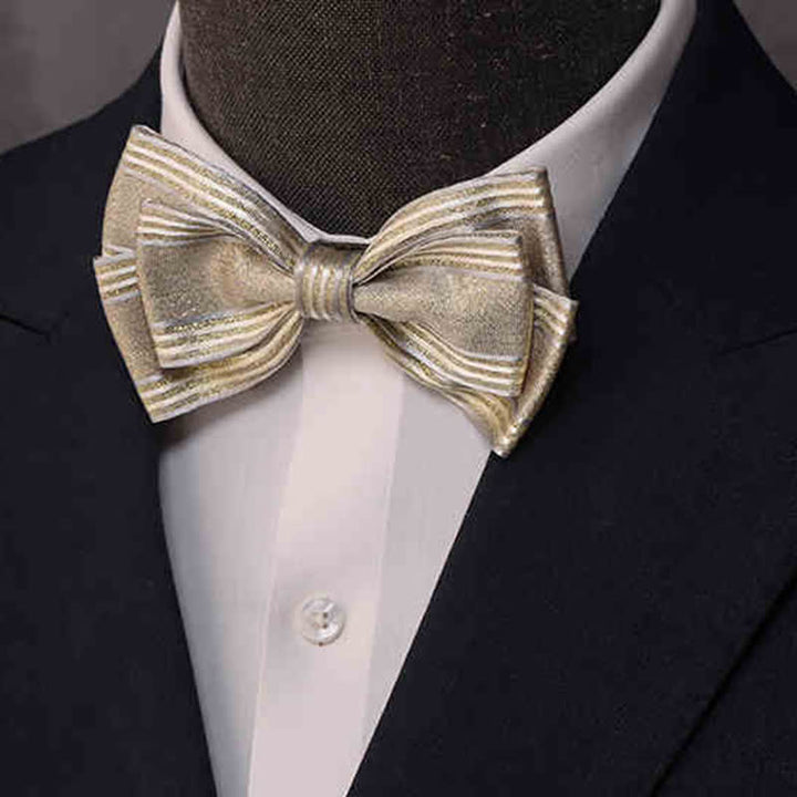Nœud papillon classique à rayures triple épaisseur brillant pour homme