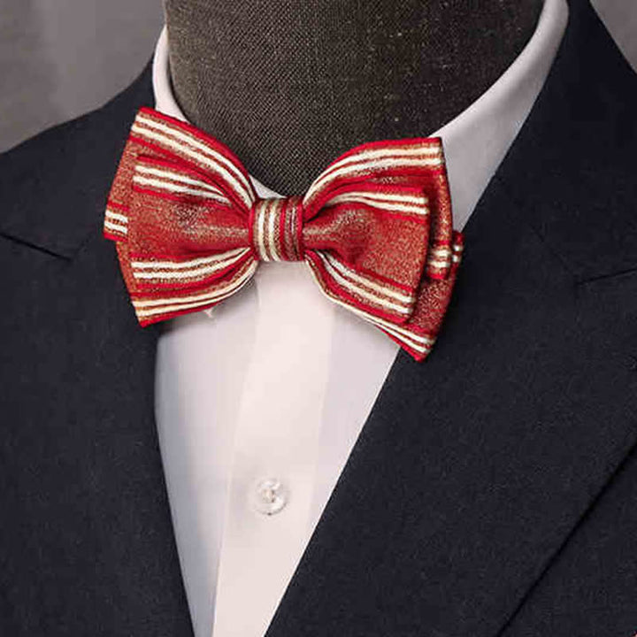Nœud papillon classique à rayures triple épaisseur brillant pour homme