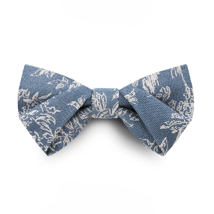 Nœud papillon en denim à motif de chevrons et de fleurs pour homme de la série Blue