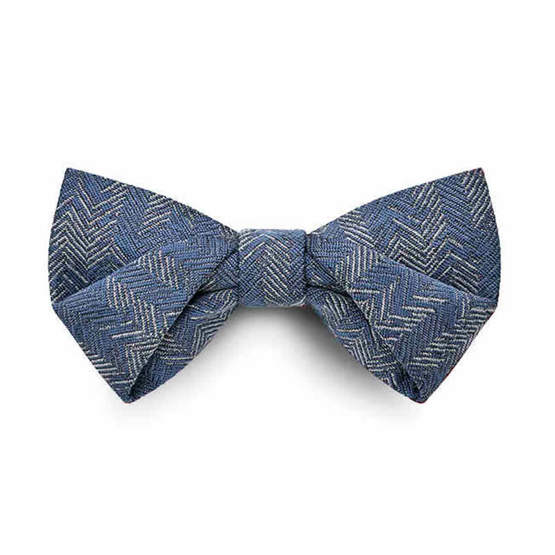 Nœud papillon en denim à motif de chevrons et de fleurs pour homme de la série Blue