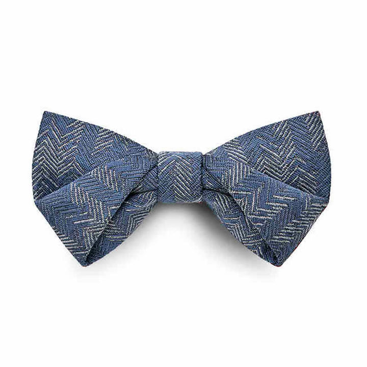 Nœud papillon en denim à motif de chevrons et de fleurs pour homme de la série Blue