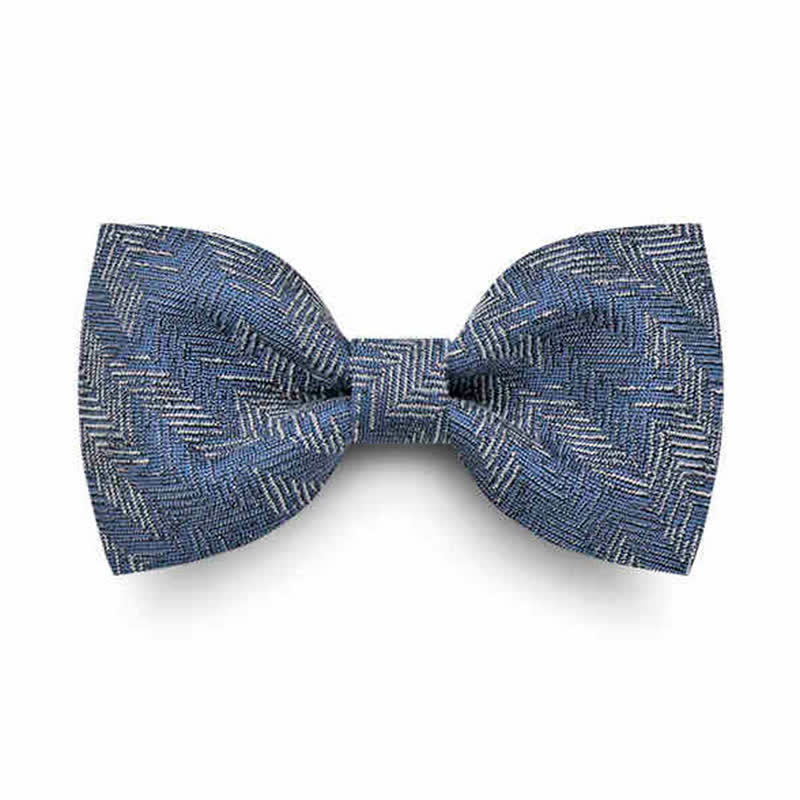 Nœud papillon en denim à motif de chevrons et de fleurs pour homme de la série Blue