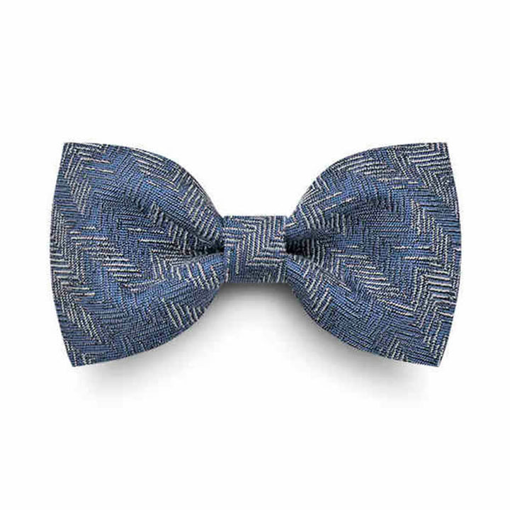 Nœud papillon en denim à motif de chevrons et de fleurs pour homme de la série Blue