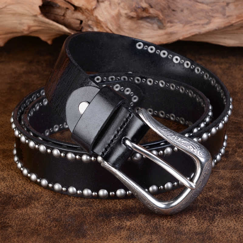 Ceinture en cuir avec rivets ronds et clous pour vêtements gothiques