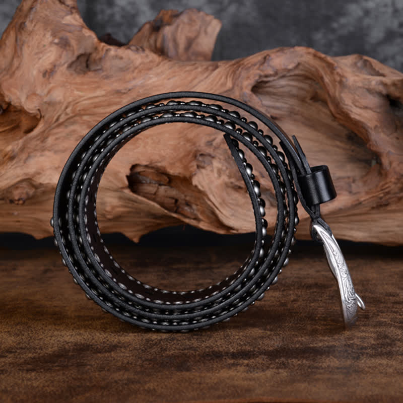 Ceinture en cuir avec rivets ronds et clous pour vêtements gothiques