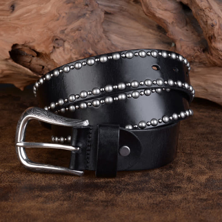 Ceinture en cuir avec rivets ronds et clous pour vêtements gothiques