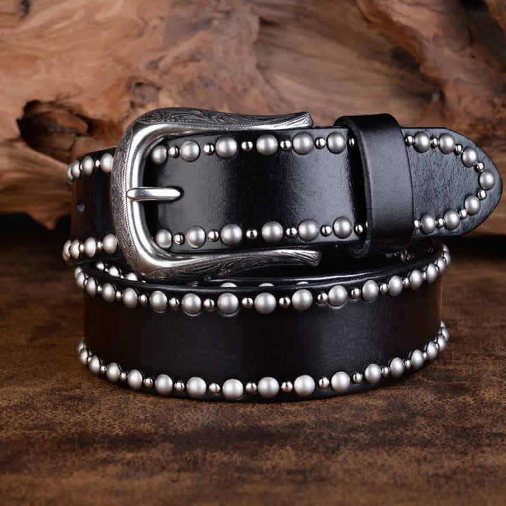 Ceinture en cuir avec rivets ronds et clous pour vêtements gothiques