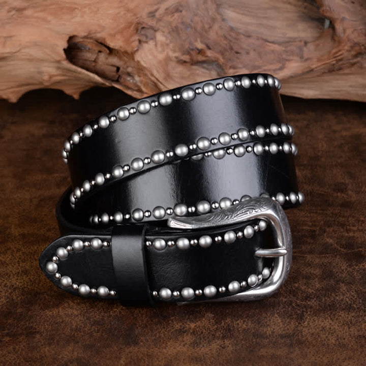 Ceinture en cuir avec rivets ronds et clous pour vêtements gothiques
