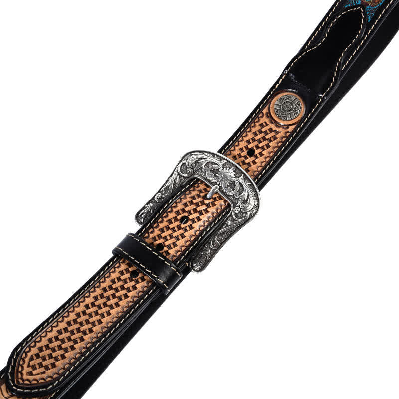 Ceinture en cuir à motif tressé de style rétro natif