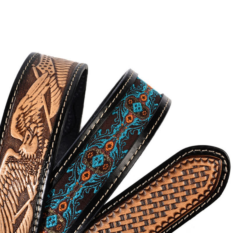 Ceinture en cuir à motif tressé de style rétro natif