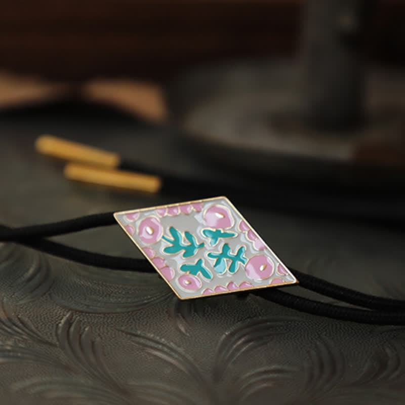 Cravate bolo rétro colorée à petites fleurs en forme de losange