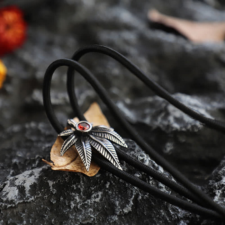 Cravate bolo en forme de feuille d'érable style punk western cowboy