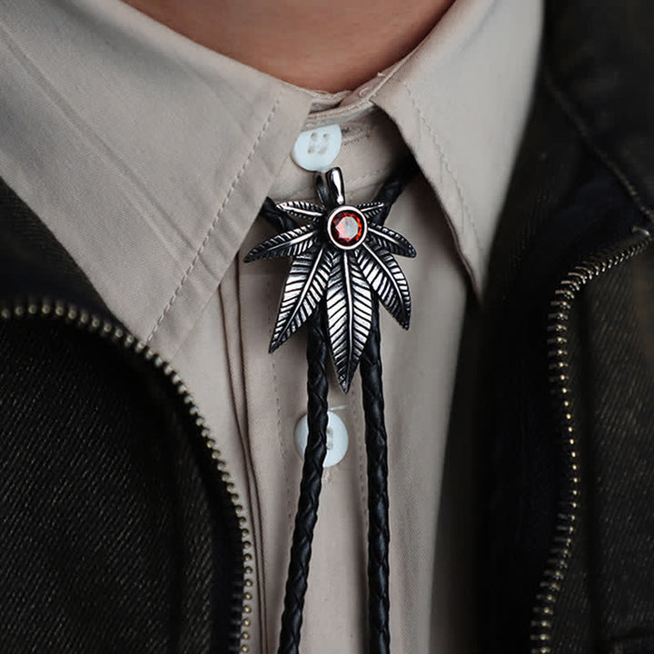 Cravate bolo en forme de feuille d'érable style punk western cowboy