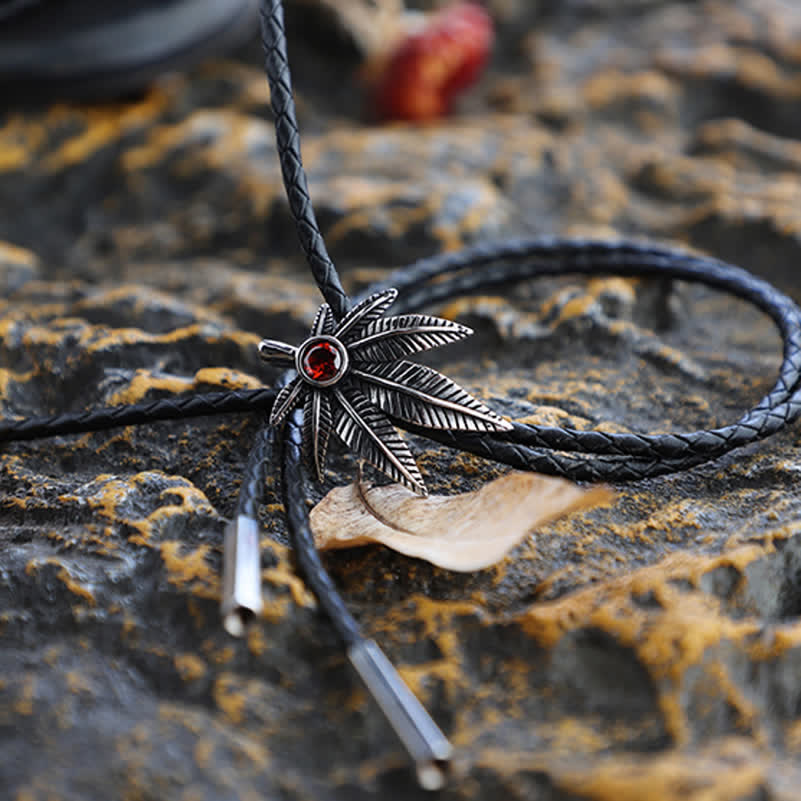 Cravate bolo en forme de feuille d'érable style punk western cowboy