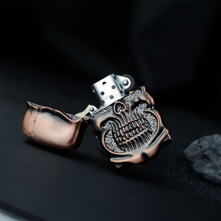 Briquet à kérosène rechargeable rétro robuste en forme de crâne blindé