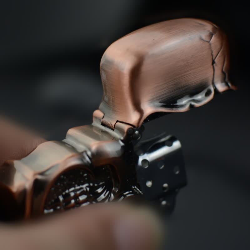 Briquet à kérosène rechargeable rétro robuste en forme de crâne blindé